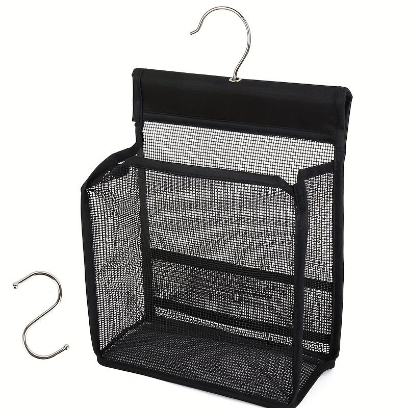 1PC Lightweight Black Mesh Shower Storage Rack with Hook - No Punching Self-Adhesive Storage Solution