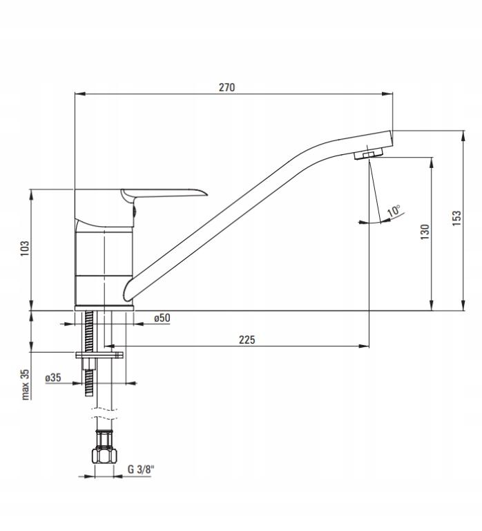 Universal free-standing kitchen tap with movable spout, chrome Corio