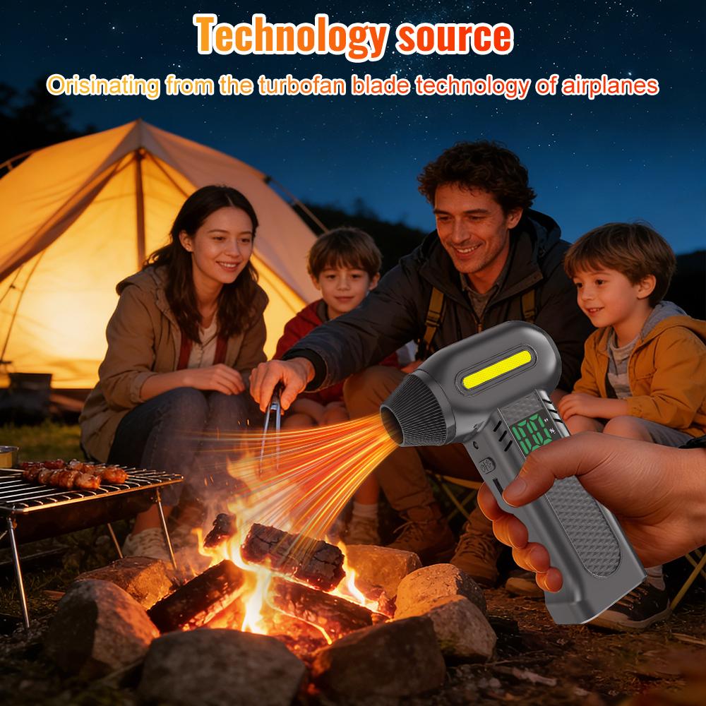 Turbo Blower Type-C Charging 5 Gears Adjustable Car Snow Removal Jet Fan Electric Air Duster Strong Blowing Cordless Multi Outlet Nozzles 200000RPM