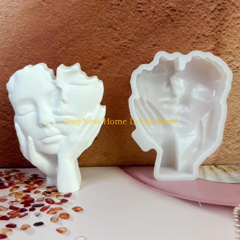 

92MF Aromatherapys Mold Face Epoxy Resin Casting Mold for DIYS Home Decors CN