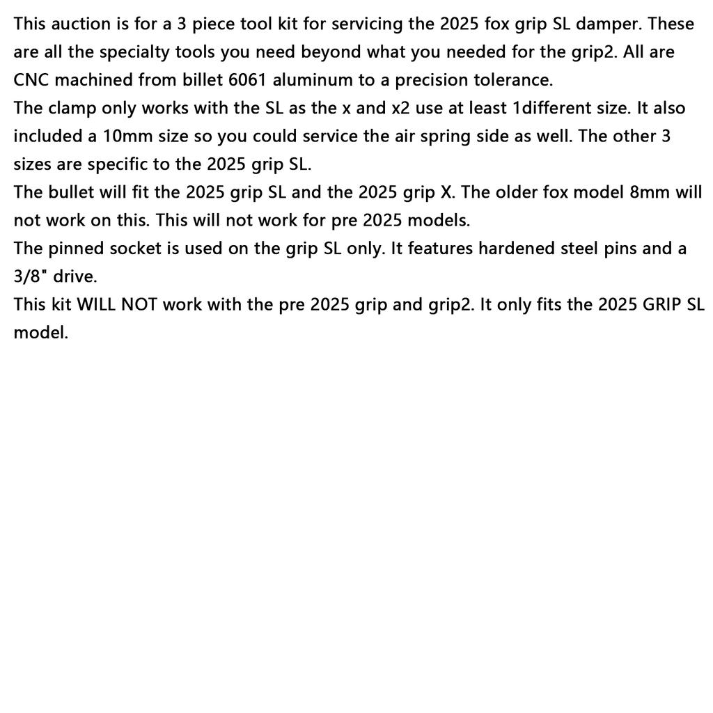 Verktygssats för dämparkassett FOX GRIP SL -För service/ombyggnad av Grip SL 2025