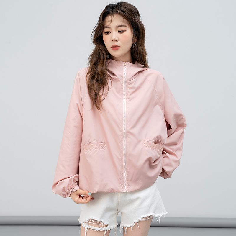2025 Spring/Autumn Women's Hooded Petite Casual Loose Windbreaker Jacket
