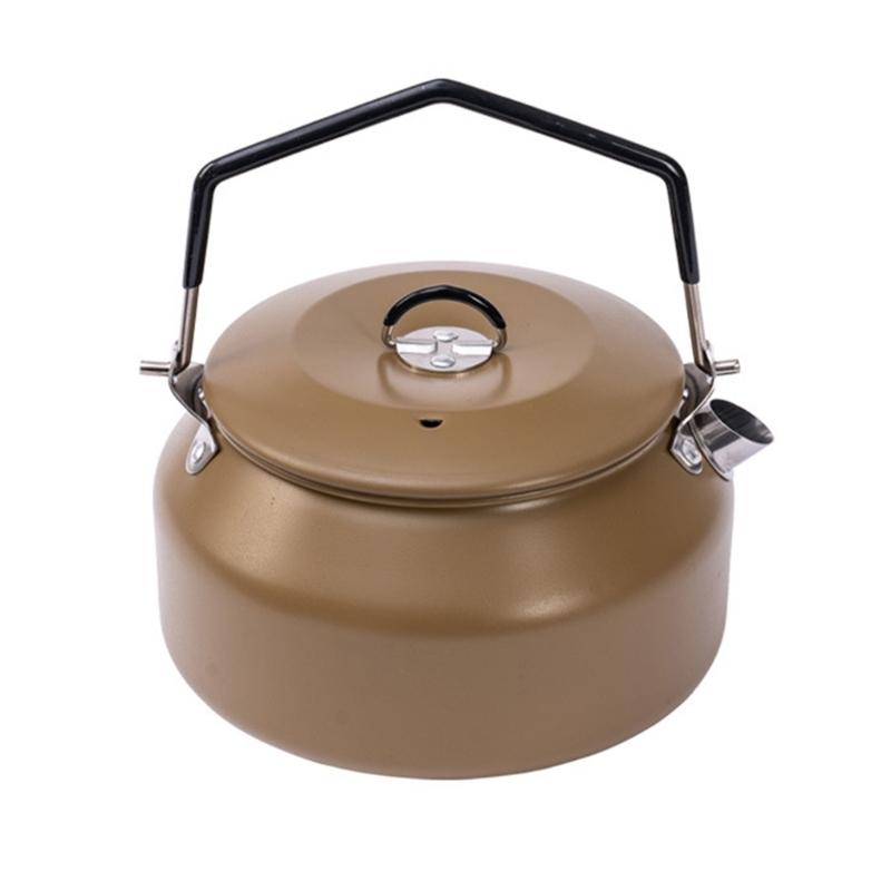 Camping Kettle, 1L Camp Tea Coffee Pot Stainless Steel Outdoor Hiking Kettle Pot Lightweight Durable Camping Tea Kettle хаки