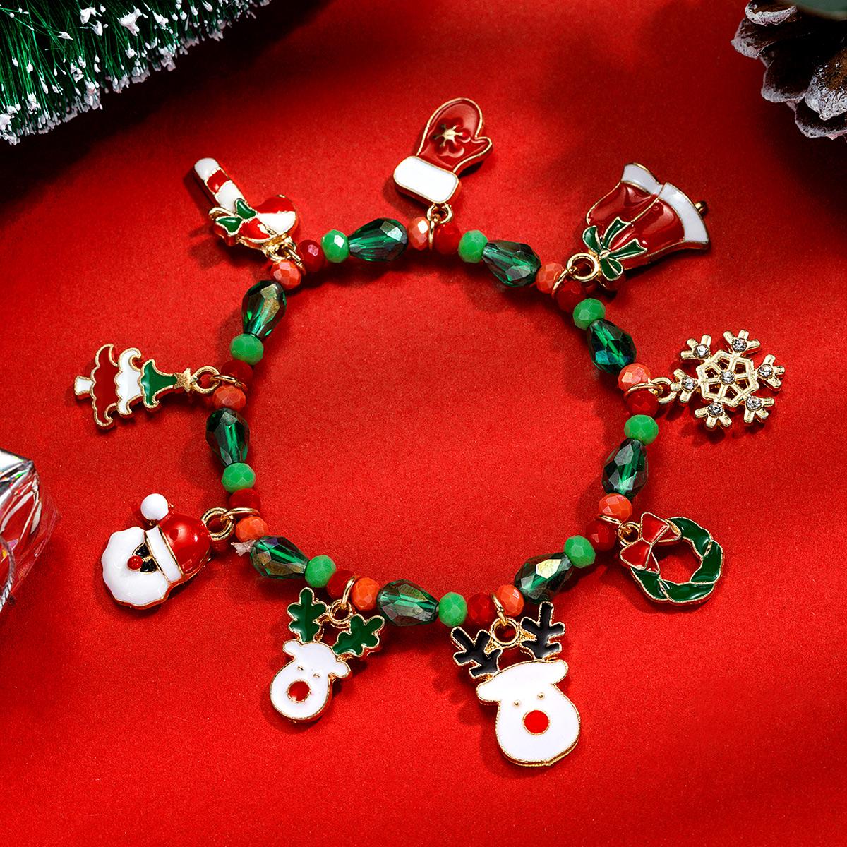 Christmas atmosphere bracelet, reindeer snowflake Christmas tree alloy tassel women s party bracelet