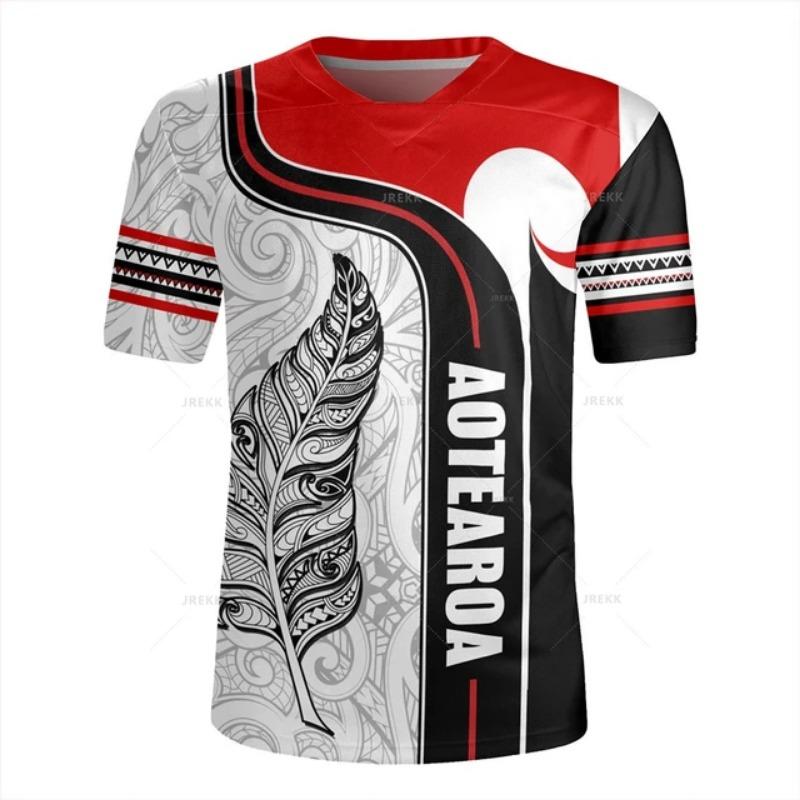 2025 Summer Men's New Zealand Maori Tribe Pattern Round Neck Short Sleeve Comfortable and Breathable Men's Sports and Leisure Top