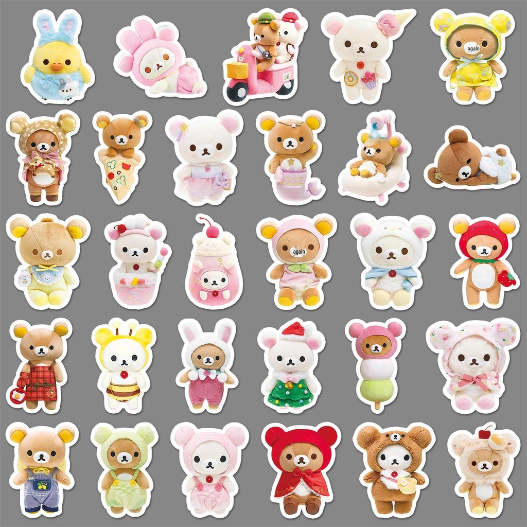 54 Adorable Relax Bear Stickers: Waterproof Cartoon Animal Decorations for Thermos Cups & Notebooks