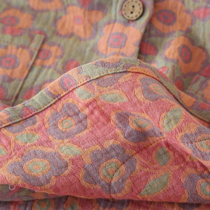Autumn and Winter Cotton Flower Printing Women's Retro Style Small Flower Pajamas Set Long Sleeved Home Clothing Set