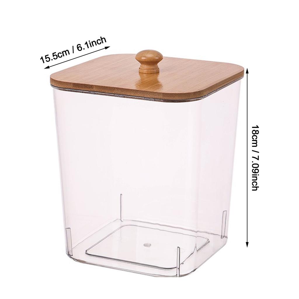 Laundry Room Storage Box With Bamboo Lid For Laundry Powder Home Living Room Coffee Table Desktop Creative Cotton Swab Box