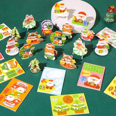 Père Noël Noël Puzzle 3D Sapin de Noël Bonhomme de neige Dessin Animé Kriss Kringle Puzzle Gigogne Élan Rennes Enfants Noël Arts Puzzle