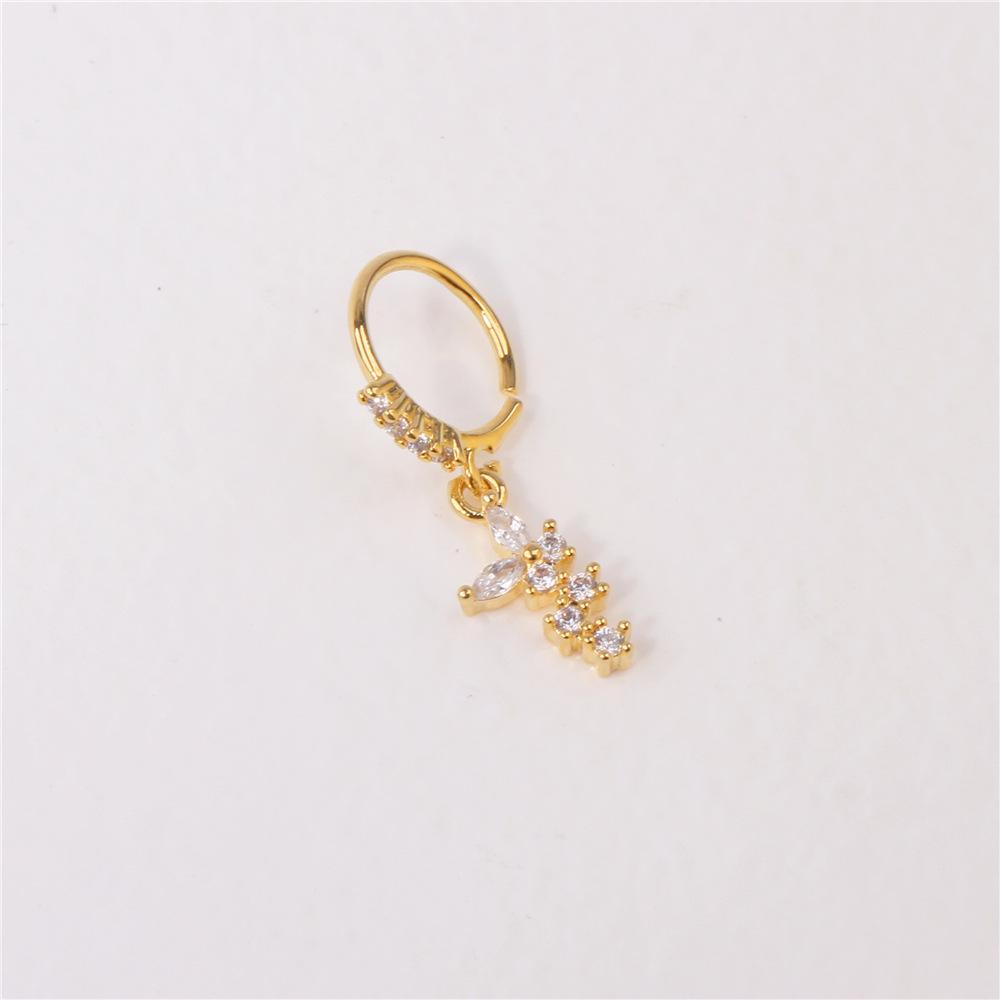 Gold Plated Pendant Nose Ring Hoop for Women Crystal Nose Hoop Protection Jewelry Nose Piercing Cartilage Earring Piercing