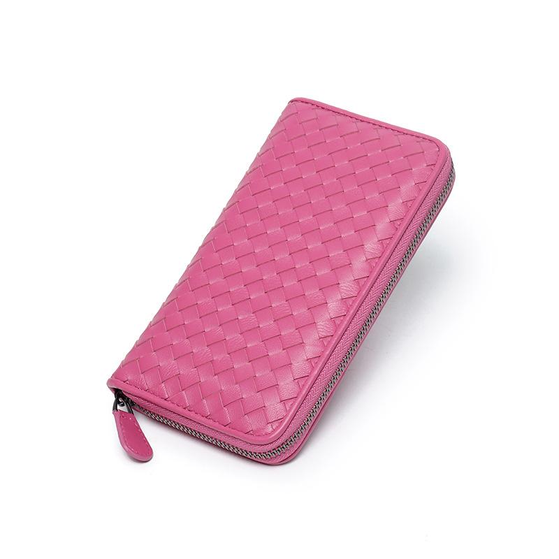 Damen Leder Geldbörse Handgewebte Erste Schaffell Herren Und Damen Geldbörse Brieftasche Lange Clutch