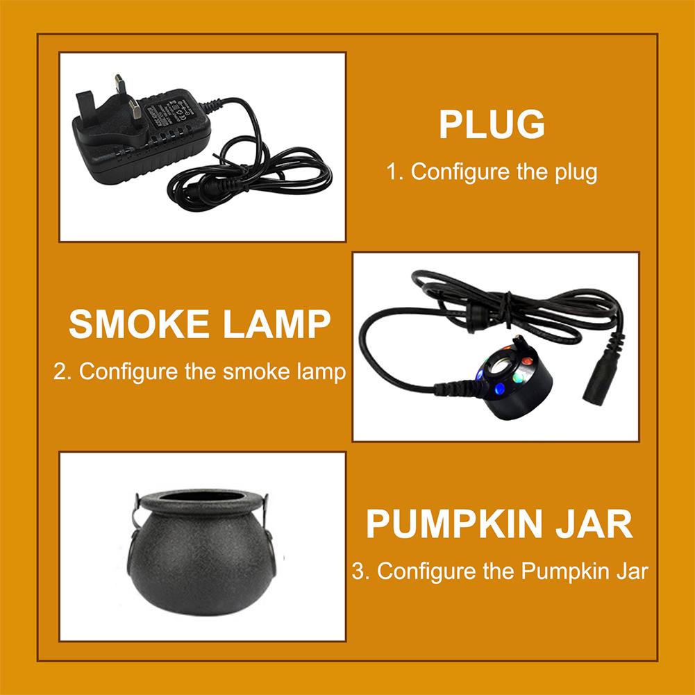 Halloween Witch Cauldron Mister Fogger 6 LED Lights Witch Pot Water Fountain Mist Fog Maker Color Changing for Party Decoration