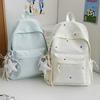 Schoolbag New Japanese Ins High-value Schoolbag Fresh and Sweet Solid Color Five-pointed Star Backpack Junior High School Backpack