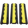 3 Pack Rubber Cable Protector Ramp, 2 Channel, 12000 Lbs/axle Capacity Heavy Duty Hose Wire Cover Ramp Driveway, Traffic Speed Bump W/ Flip-Open Top