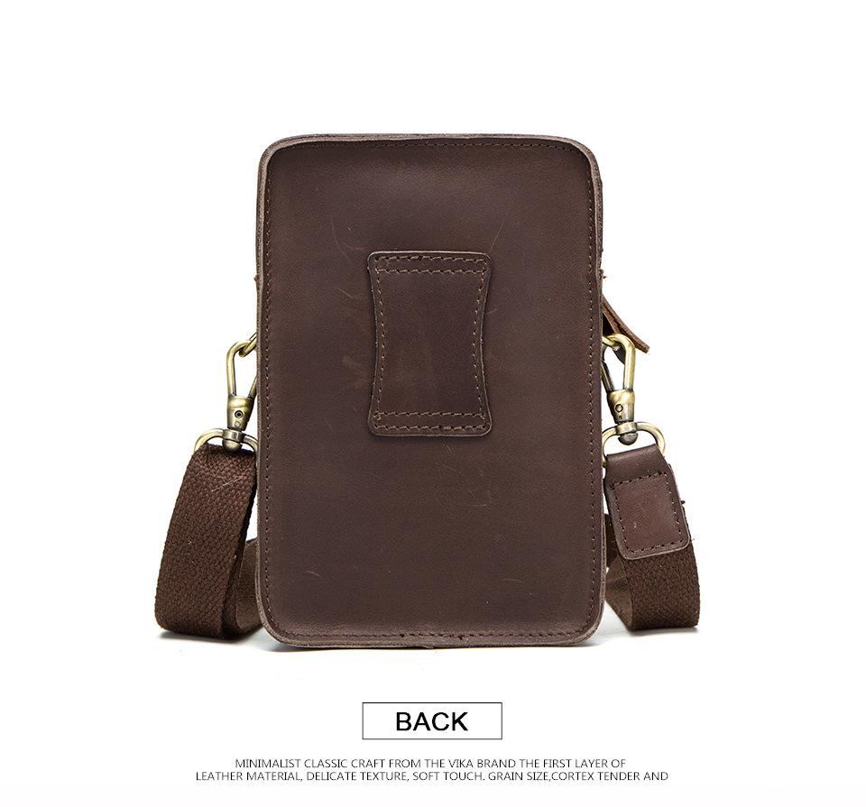 Men's Retro Crazy Horse Leather Crossbody Phone Waist Bag
