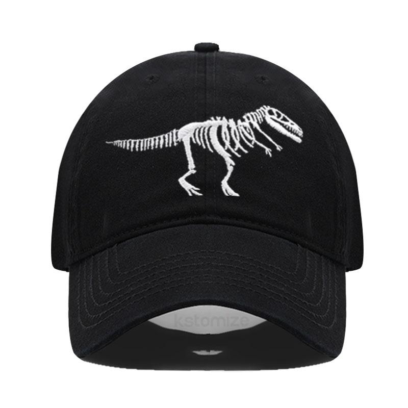 Dinosaur Skeleton Embroidered Baseball Cap for Women Men Fashion Adjustable Soft Cotton Dad Hat Unisex Classic Golf Caps