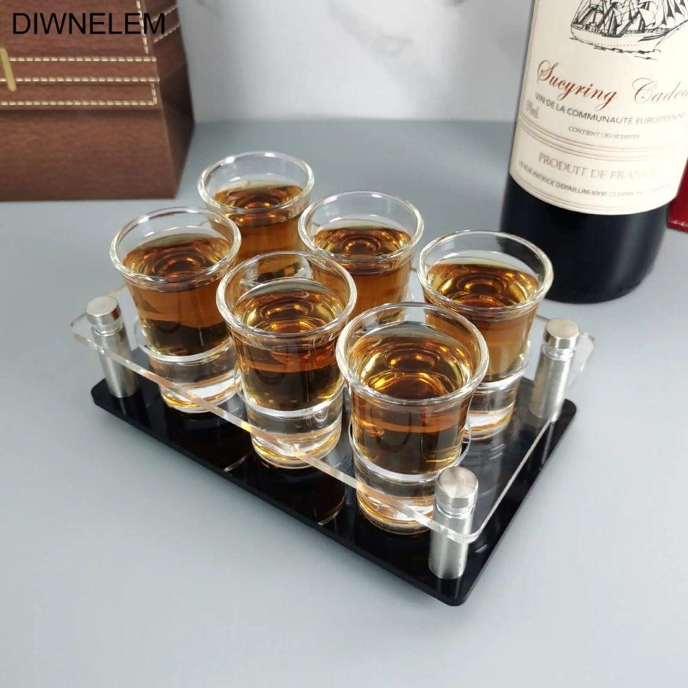 Gjennomsiktig Vinglassholder Flere spor Shotglassholder Rekvisita Hylle Kopp Serveringsbrett Bar
