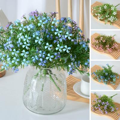 Künstliche Blume 5 Stiele Falsches Wildblumen-Bouquet mit Blättern für Hochzeits-Tischdekorationen Blumengestecke Frühling Hausparty Dekoration