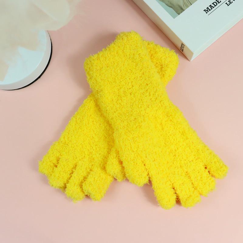 

Женские вязаные перчатки без пальцев - На подкладке из вельвета, Защищающие от холода, Флис коралловый для осени/зимы. жёлтый