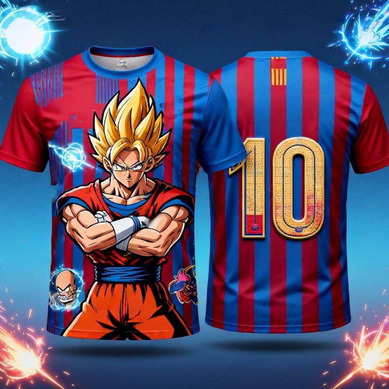 2026 New Dragon Ball Z Goku Anime Football Jersey Summer Plus Size Breathable Jersey Cosplay Short Sleeve T-shirt