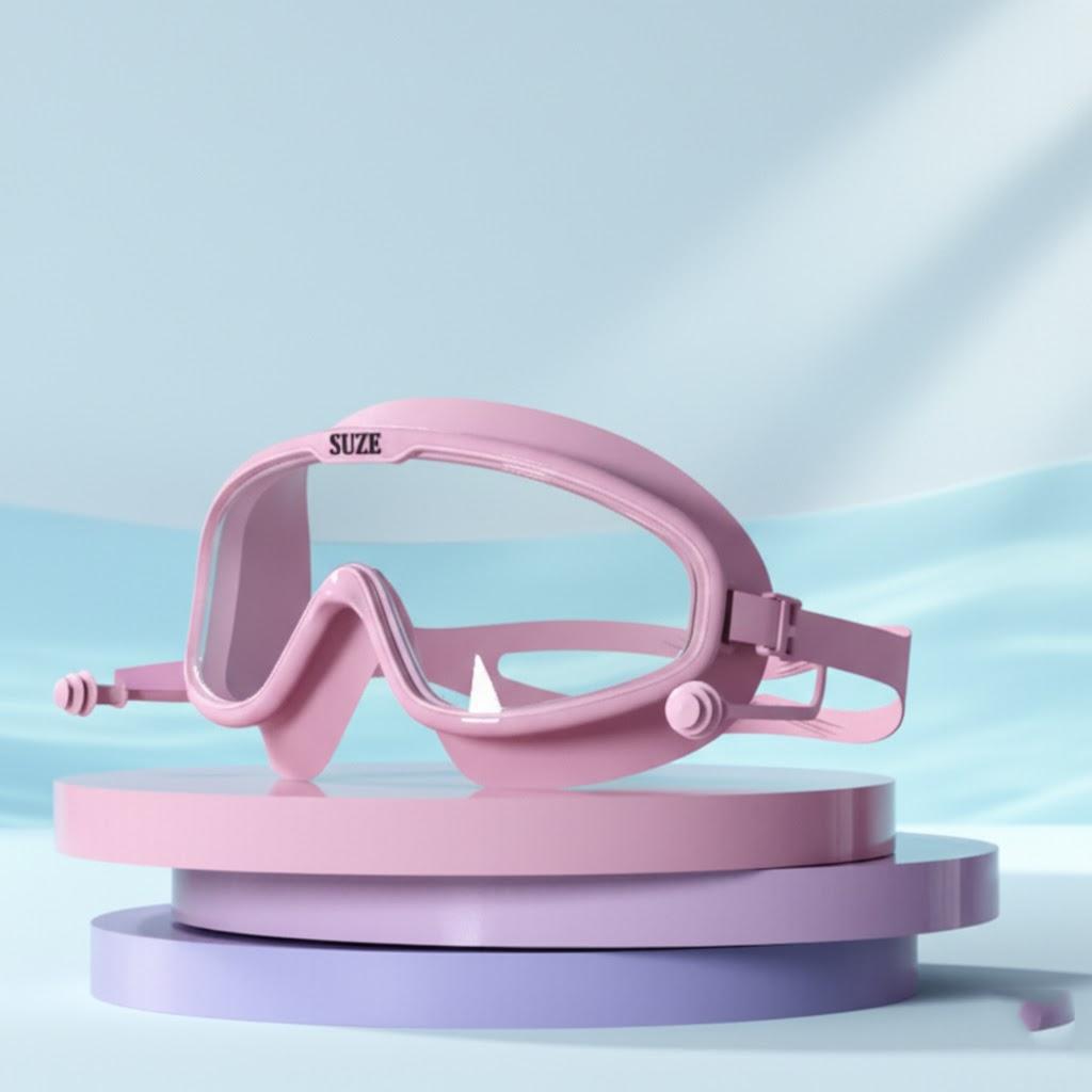 

Large Frame Swim Goggles Anti Fog HD PC Lenses Anti Slip Silicone Gasket Swimming Accessories with Storage Box рожевий