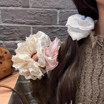 Kariertes Haarband Einfaches Herbst- und Winterplüsch Großdarm-Haarband Stilvolles Französisches Retro-Spitzen-Stirnband