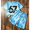 Fashion Kids Set Stripe 67 Number Printed Kids T-shirt and Shorts 2 Piece Set Summer Street Casual Outdoor Boy's and Girl's T-shirt Sets