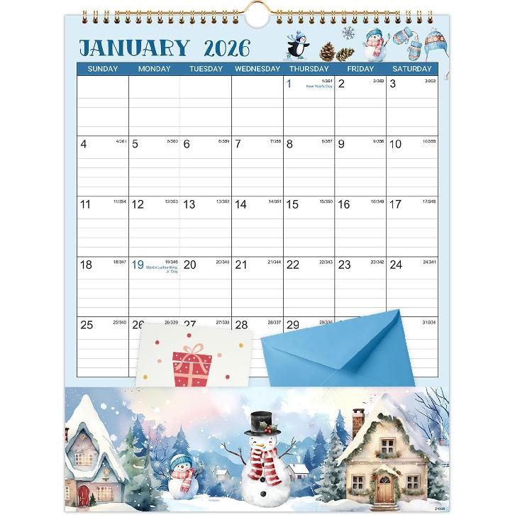 2026 Wall Calendar - 11.4 x 14.5 , 12 Months from Jan. 2026 - Dec. 2026, 2026 Wall Calendar with Pockets for Home & Office, Vertical Calendar with 2026 Wall Calendar with P