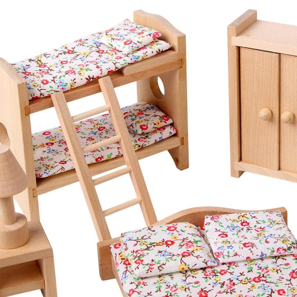 Wooden Dollhouse Furniture Set Miniature Toys Hobby Crafts Pretend Play Toy for Boys
