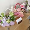 1Pc Bag Flower Basket Good-looking Flower Arranging Utensil Companion Gift Ceramic Vase French Style Handheld Vase Gift Wrap