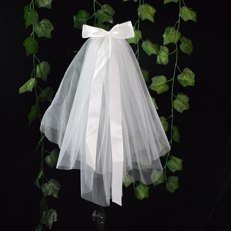 Elegant White Short Bridal Veil for Wedding Photos