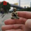Mini Portable Vintage Brass Buddha Statue Pocket Sitting Buddha Figure Sculpture Home Office Desk Decorative Ornament