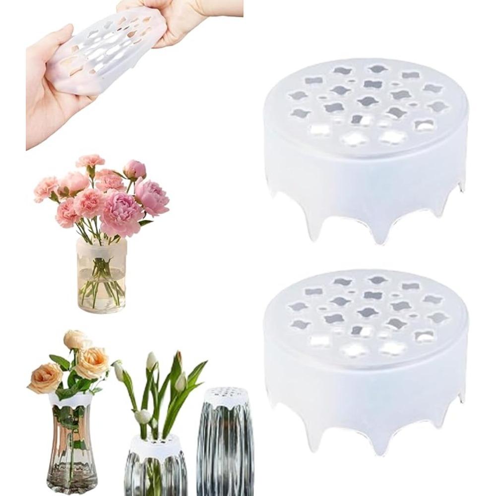 Silicone Blossom Grid Flower Arranger, Flexible Blossom Grid Floral Stem Holder for Vases,Reusable Flower Grid for DIY Arrangements Wedding Home Decor 2PCS белый