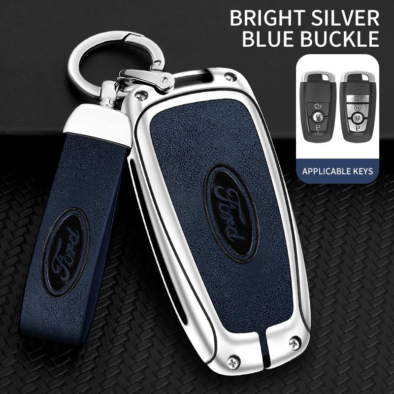Car Metal Leather Key Shell Case Ford Fusion Edge Mustang Explorer Expedition Bronco Ecosport Ranger F150 F250 350 EVEREST Focus