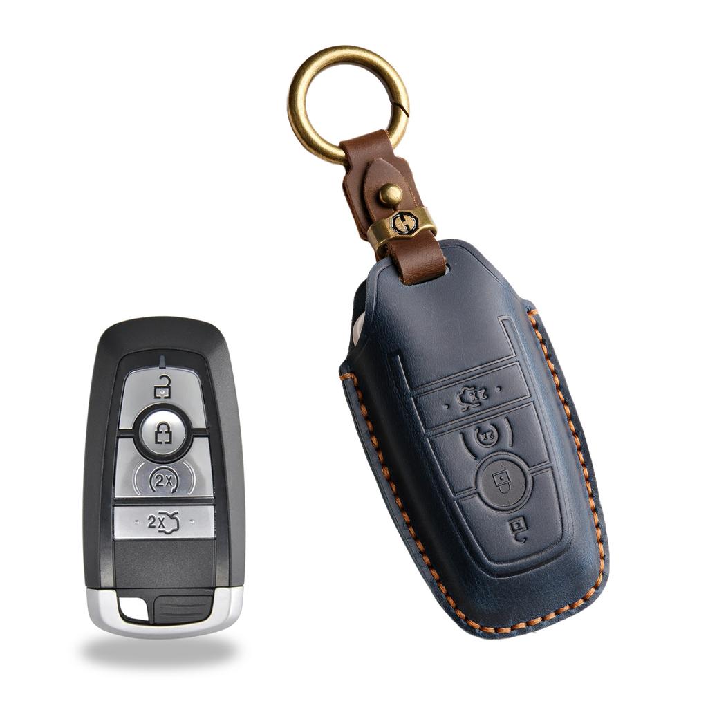 Retro Key Cover Is Suitable for Ford Focus Mondeo Cover, Sharp Edge Leather Shell, Pure Handmade Key Bag Chain.
