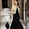 Elegant Coco Style Spring Suit Set: Women's Long Sleeve Jacket + Skirt
