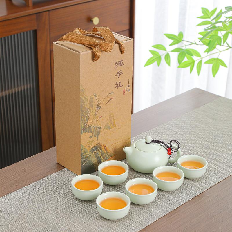 Chinese Kung Fu Teaset Ceramic Household Teapot Set Outdoor Travel Tea Cups of Tea Ceremony Teacup Fine Gifts Tea Accessories
