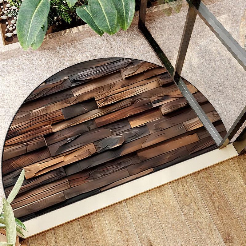 Kieselgur & Gummi Halbrunde Fußmatte Boho Waschbare Tür Matte Blume Floral Saugfähige Eingangsmatte Innen Außen