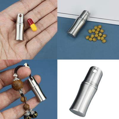 Portable Waterproofs Pills Box with Lanyard Stainless Steels Small Medicine Bottles Pocket Pills Case for Travel & Daily