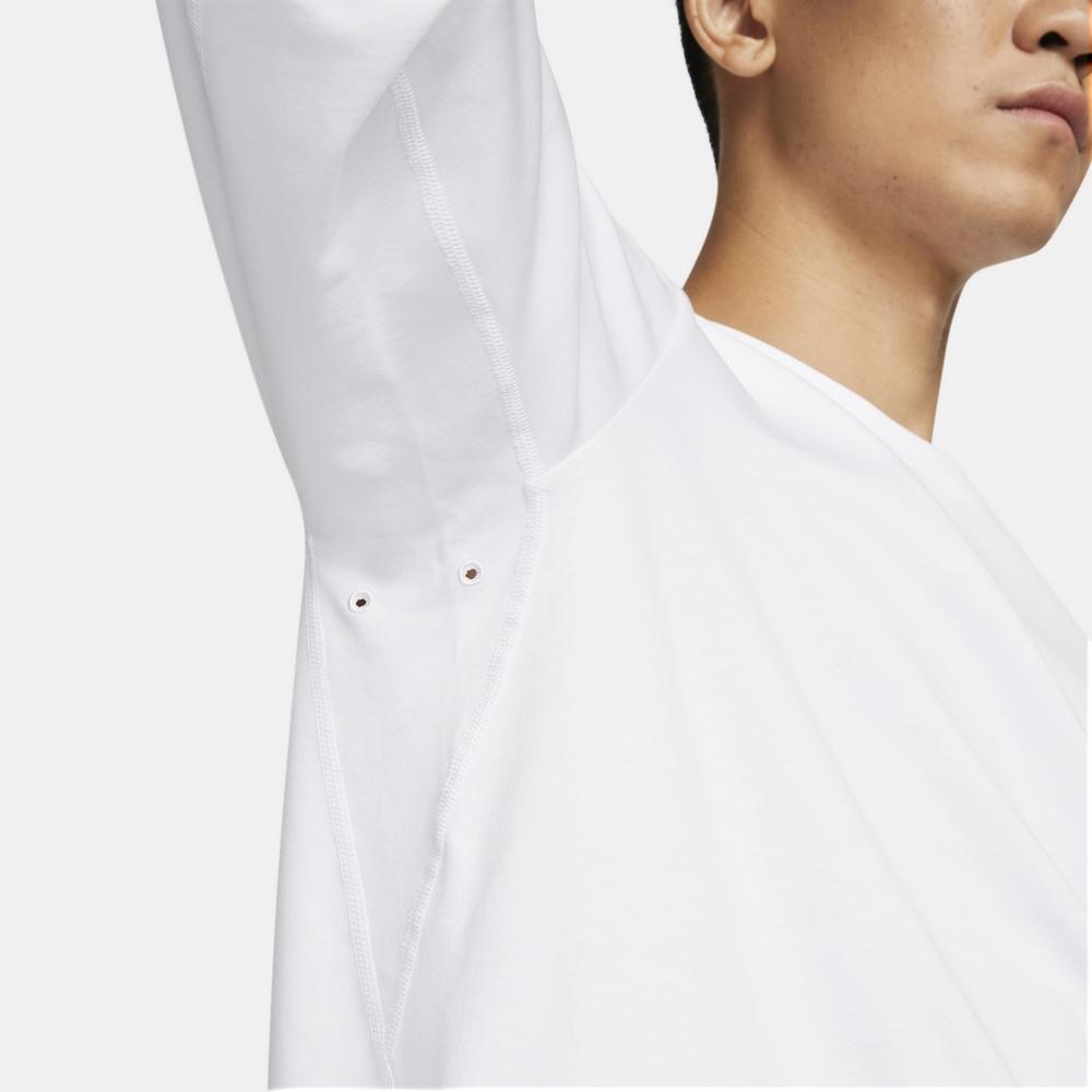 Nike Tricou Casual Sport Culoare Solidă Larg Decolteu Rotund Mânecă Lungă Umeri Căzuți Topuri Bărbați Alb FB8586-100