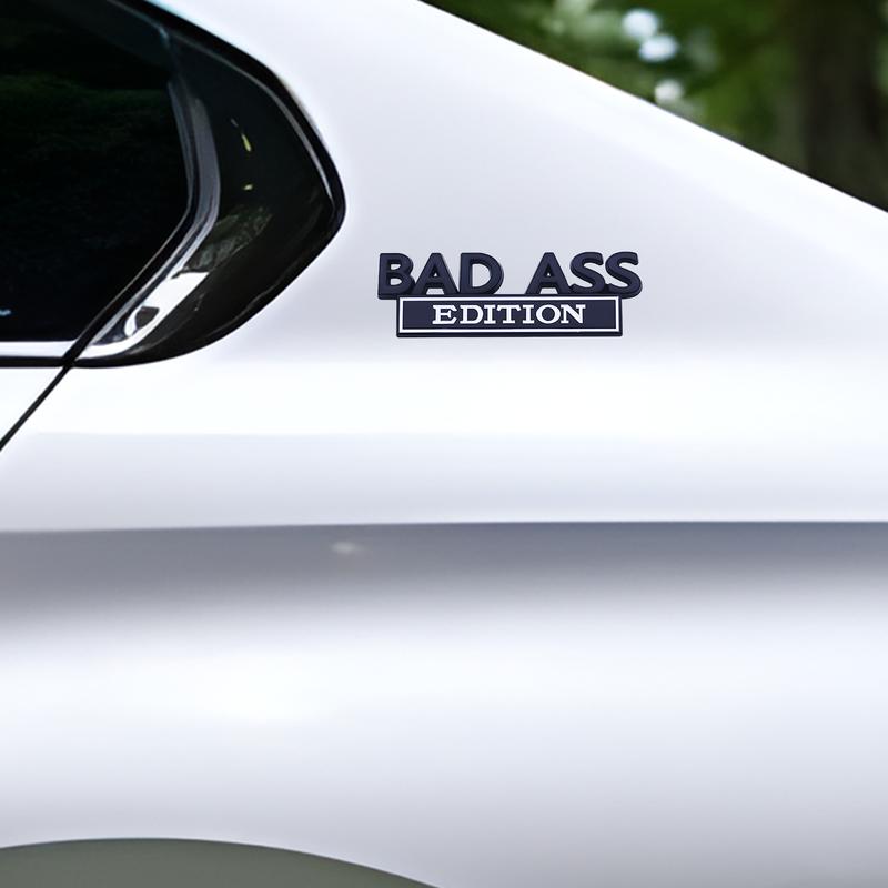 BAD ASS Edition Metal Car Stickers Applicable to Car Fender Bumper Rear Window Full Body Outline BAD ASS Logo Metal Badge