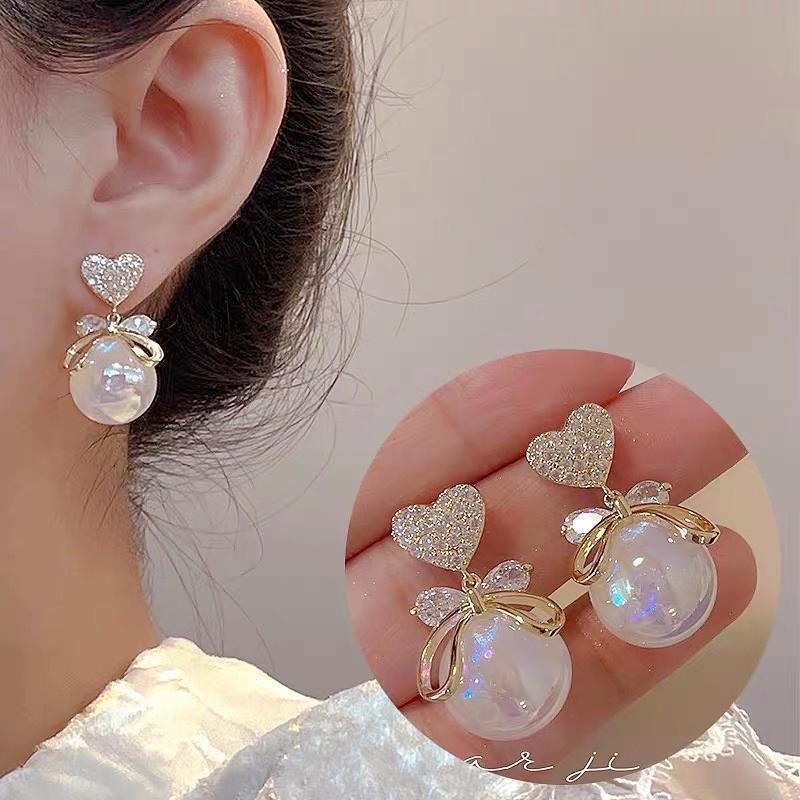 

Корейская мода Сердце персика Жемчужные серьги - Элегантная серебряная игла S925 для женщин