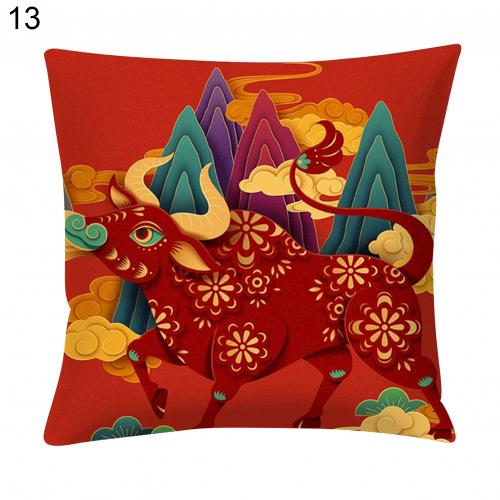 Bedroom Living Room Pillowcase Decorative Ornaments Chinese New Year Printed  Bed Sofa Cushion Cover