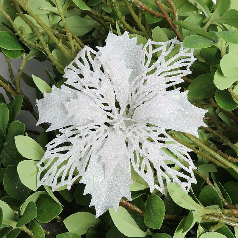 10 Stück 11/16cm Weihnachtsdekoration Glitzerblumen Weihnachtsbaumanhänger für Heimdekor Weihnachten Navidad Neujahr 2026 Ornamente