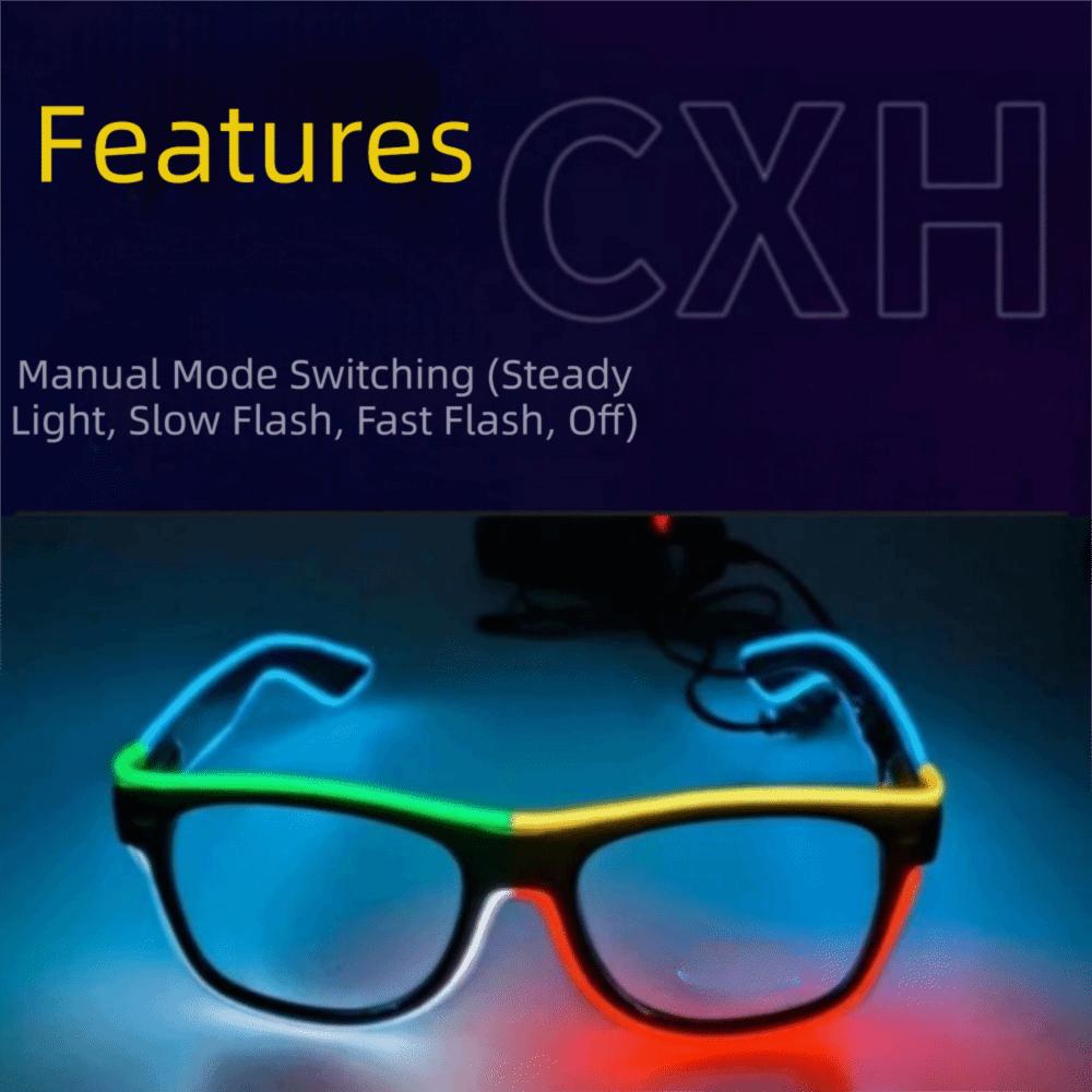 Colorful LED Light Up Glasses Adjustable Decorative Neon Party Luminous Glasses Comfortable To Wear Multi-functional