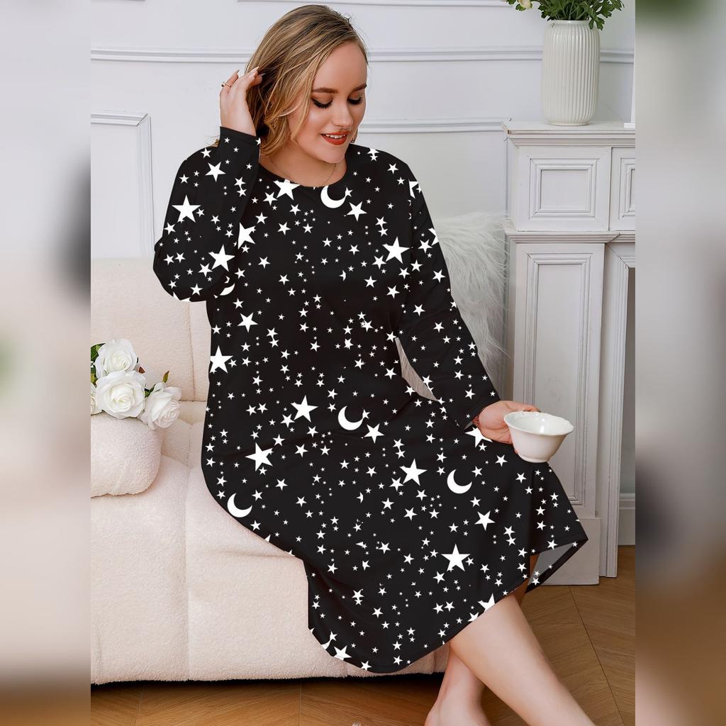 Plus Size Women's Nightgown - Casual Comfortable Loungewear Sleep Dress
