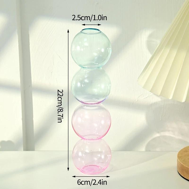 Bubble Glass Flower Vase Ins Crystal Ball Bottle Colorful Art Flower Ware Hydroponics Desktop Ornaments Creative Home Decor
