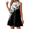 Women's Fashion Casual Sleeveless Round Neck Ruffle Vintage Printed Dresses