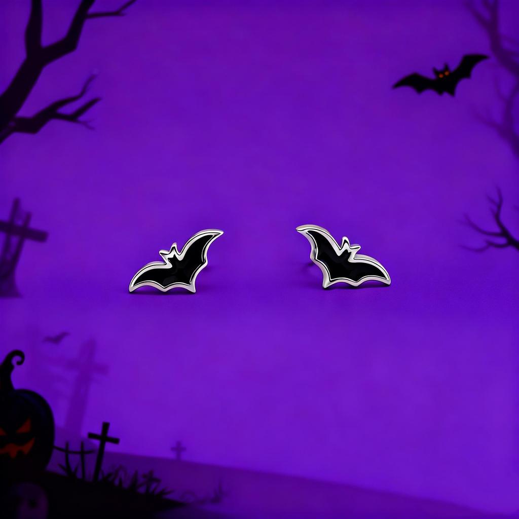 High-End S925 Silver Ghost Pumpkin Bat Halloween Earrings: Unique Minimalist Cartoon Studs for Women