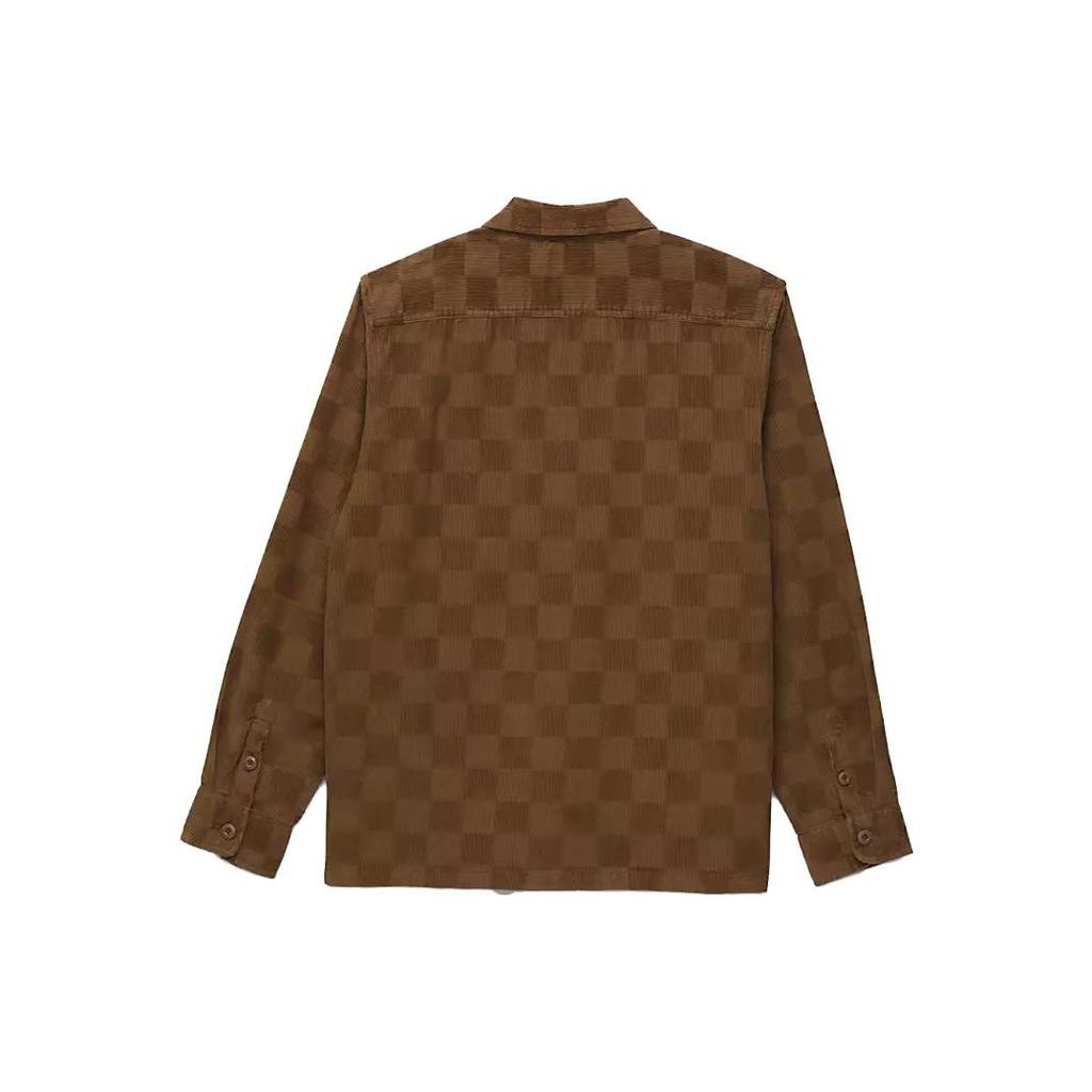 Vans Loose Fit Button Down Checkered Long Sleeve Shirt Men Shirts Brown VN0008GP0E0